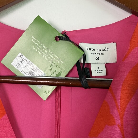 Kate Spade x Target Pink Red Floral Peplum Midi Dress Women’s Size 8 NWT - Picture 3 of 15